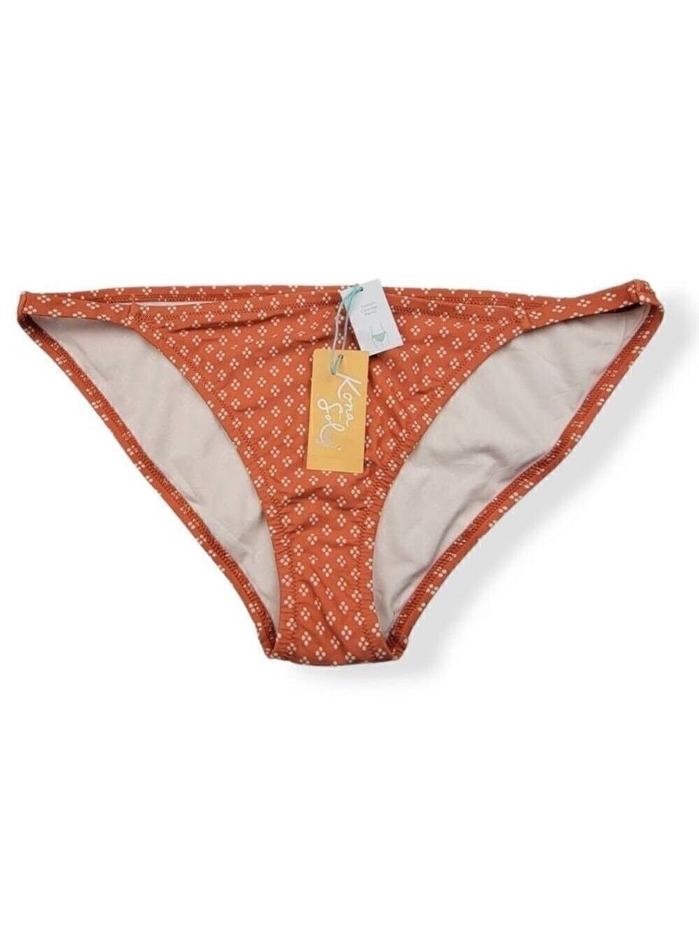 Kona Sol Rust Polka-dot Hipster Bikini Bottom Large 12-14